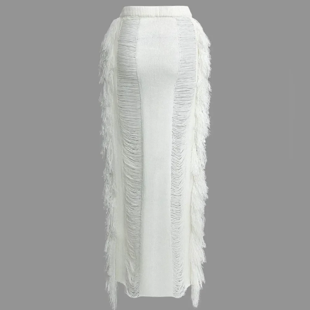 MICAS IVORY KNIT MAXI SKIRT SET - Picture 3 of 9